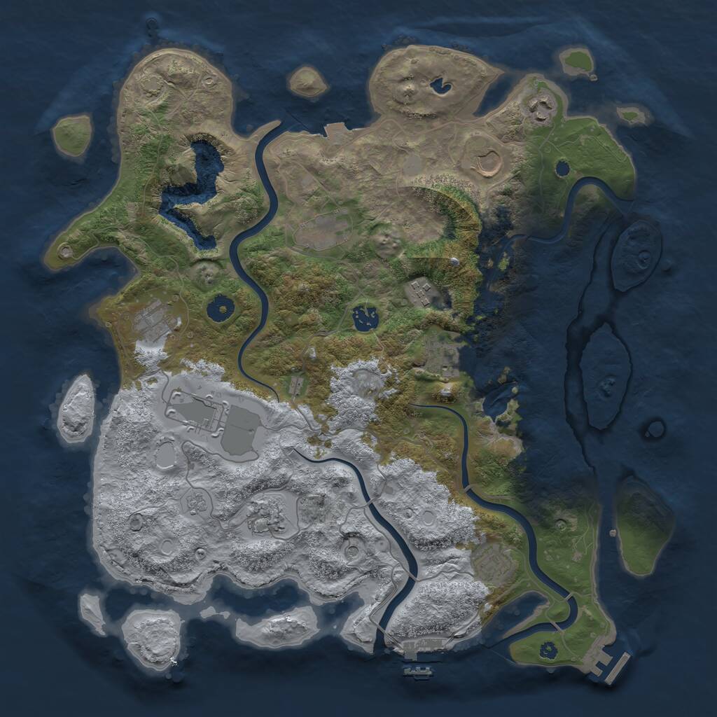 Rust Map: Procedural Map, Size: 4050, Seed: 1504540711, 16 Monuments