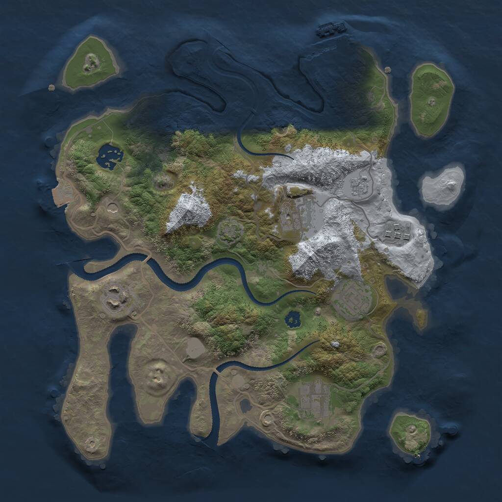 Rust Map: Procedural Map, Size: 3000, Seed: 1086120260, 11 Monuments