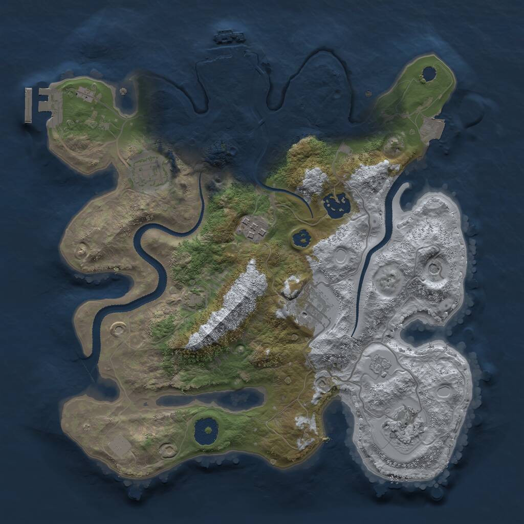 Rust Map: Procedural Map, Size: 3000, Seed: 793611054, 11 Monuments