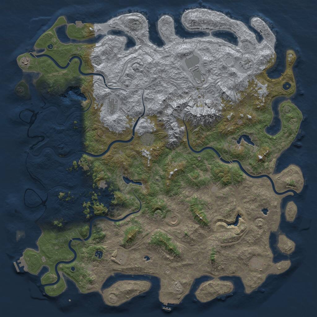 Rust Map: Procedural Map, Size: 6000, Seed: 202417402, 17 Monuments