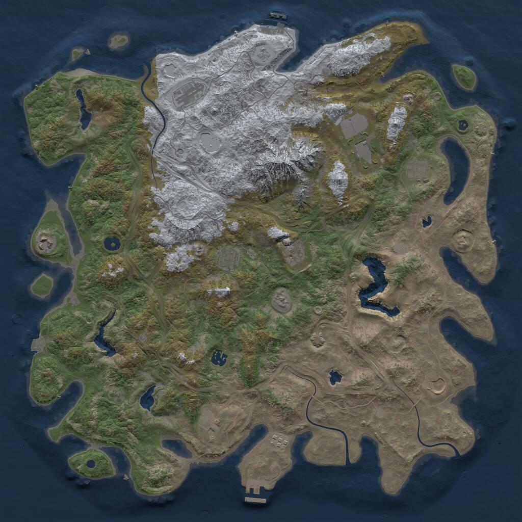 Rust Map: Procedural Map, Size: 5000, Seed: 3568415, 16 Monuments