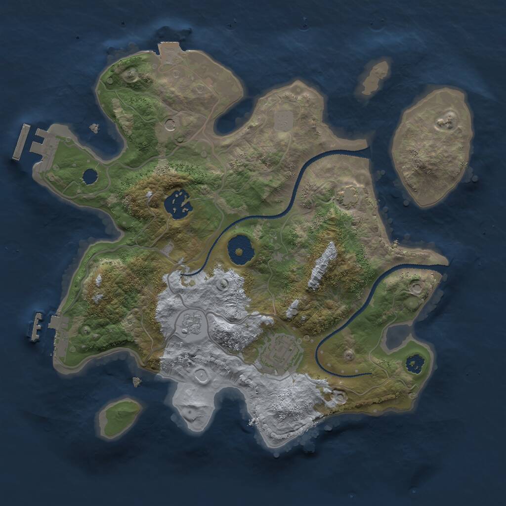 Rust Map: Procedural Map, Size: 2750, Seed: 1357047897, 8 Monuments