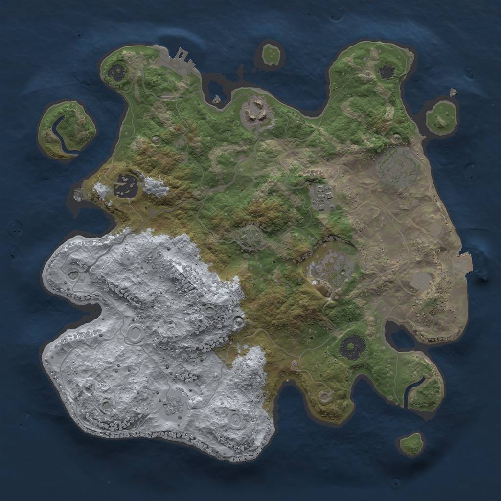 Rust Map: Procedural Map, Size: 3000, Seed: 18536, 12 Monuments