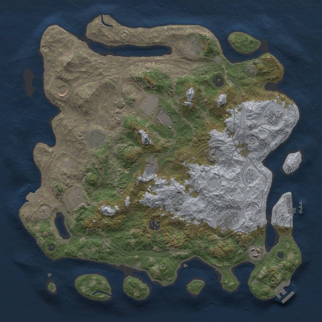 Rust Map: Procedural Map, Size: 4250, Seed: 1936226781, 17 Monuments