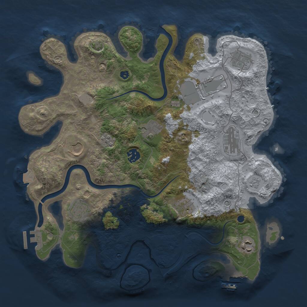 Rust Map: Procedural Map, Size: 3500, Seed: 814609508, 16 Monuments