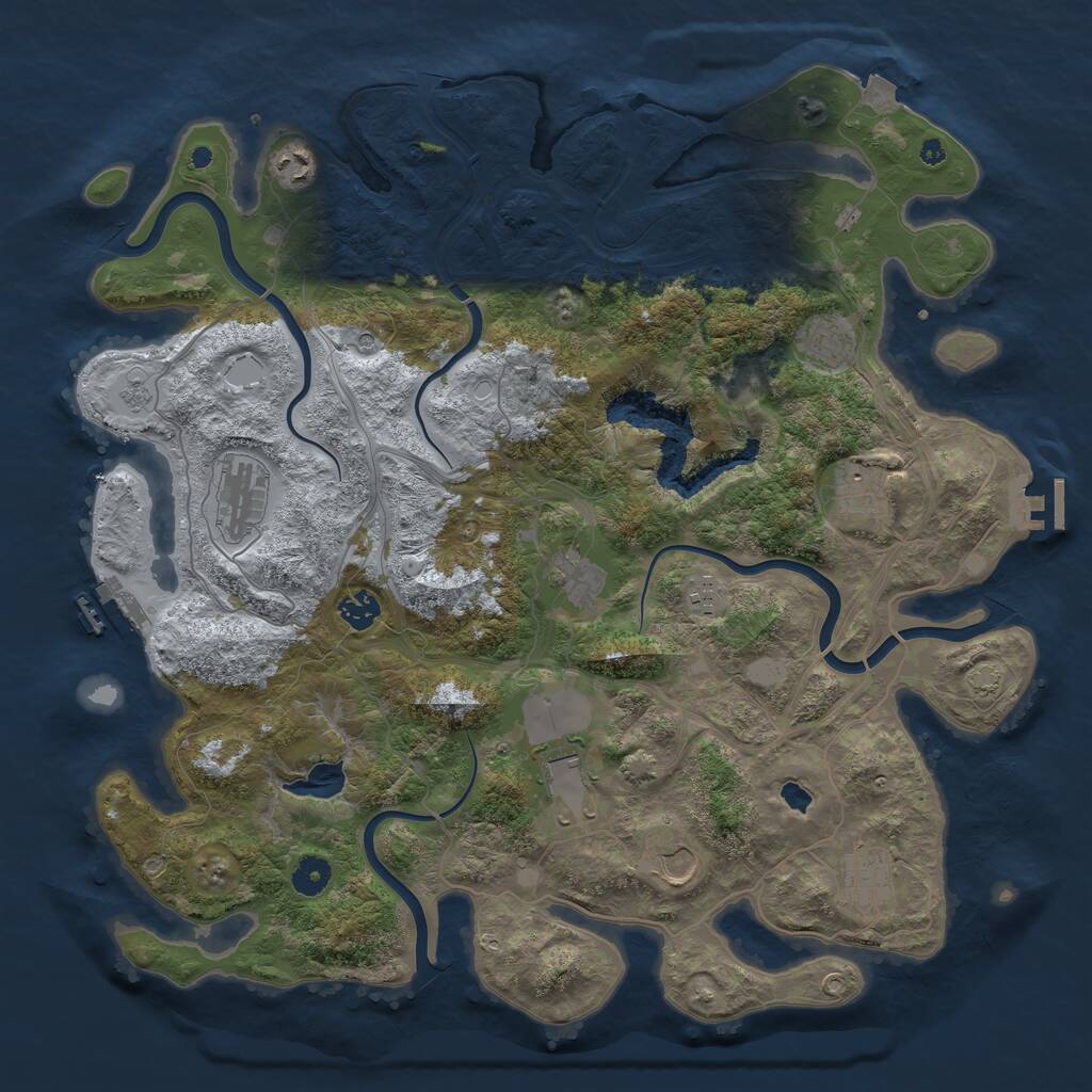 Rust Map: Procedural Map, Size: 4250, Seed: 36513322, 16 Monuments