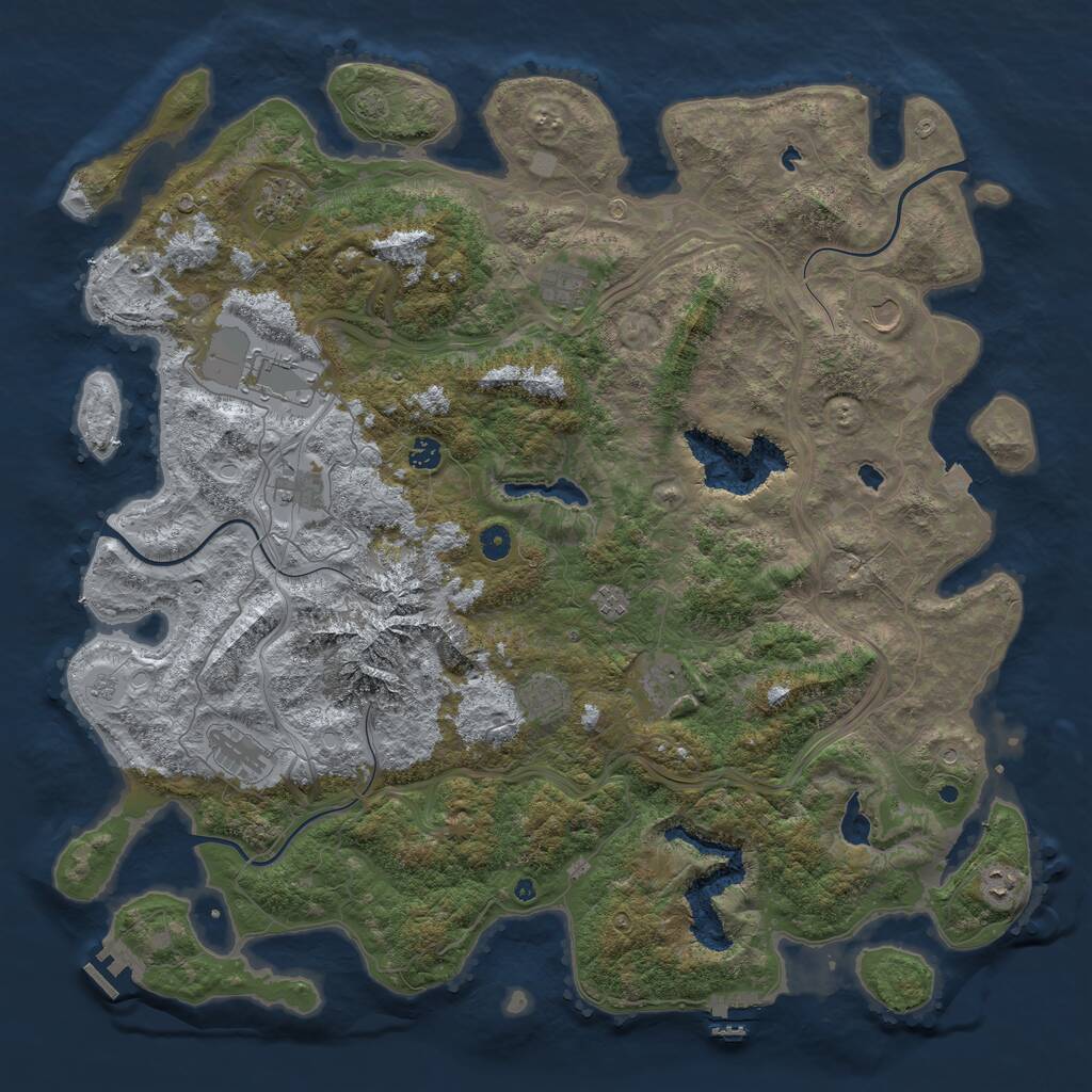 Rust Map: Procedural Map, Size: 5000, Seed: 100668475, 17 Monuments