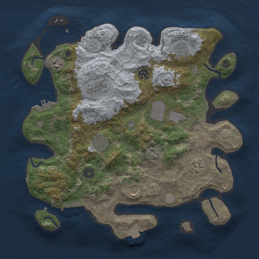 Rust Map: Procedural Map, Size: 3500, Seed: 1578781337, 17 Monuments