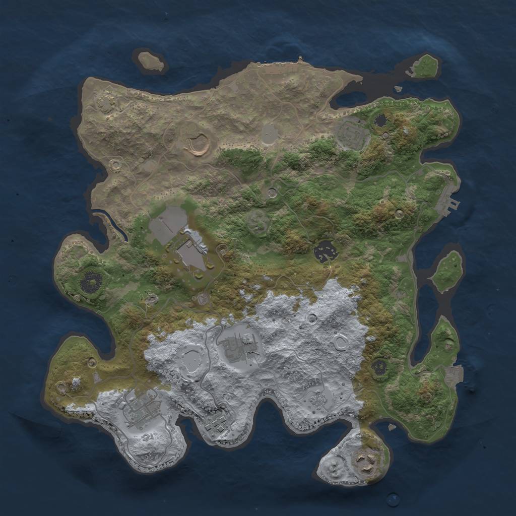 Rust Map: Procedural Map, Size: 3500, Seed: 643678898, 16 Monuments