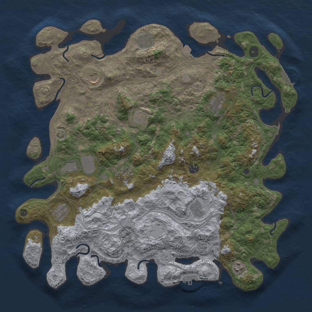 Rust Map: Procedural Map, Size: 4500, Seed: 611876890, 19 Monuments