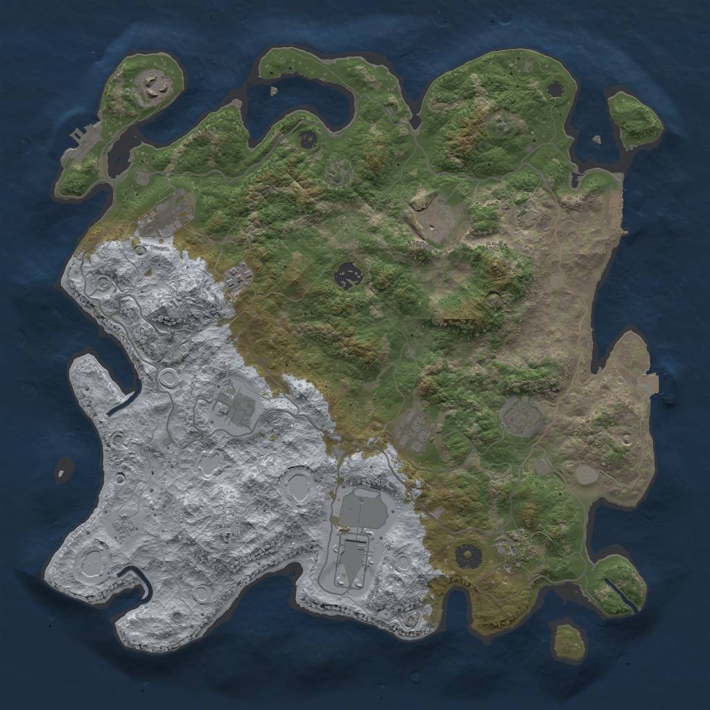 Rust Map: Procedural Map, Size: 4000, Seed: 1027226913, 18 Monuments