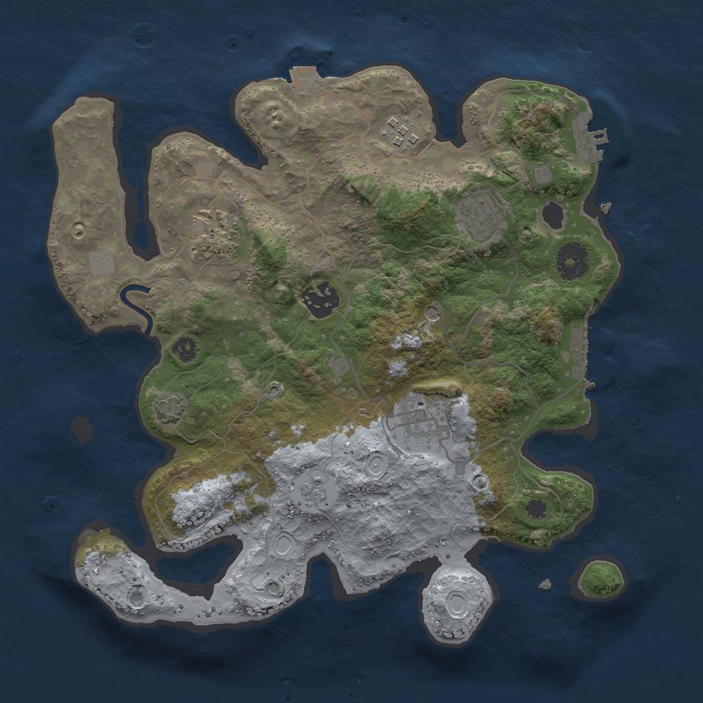 Rust Map: Procedural Map, Size: 3000, Seed: 1185, 13 Monuments