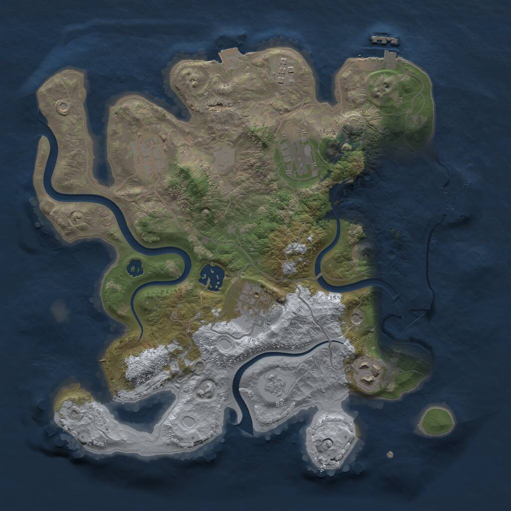 Rust Map: Procedural Map, Size: 3000, Seed: 1185, 12 Monuments
