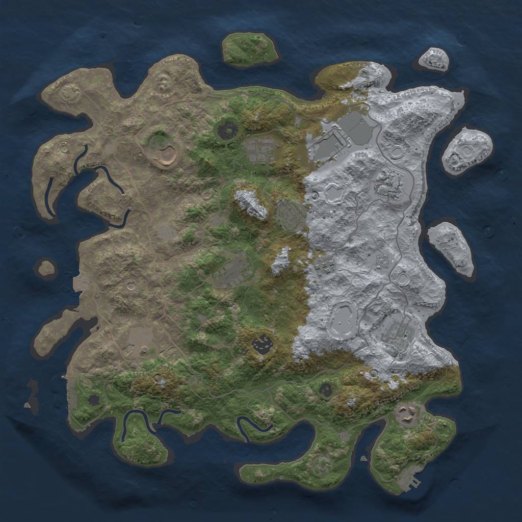 Rust Map: Procedural Map, Size: 4000, Seed: 6342591, 19 Monuments