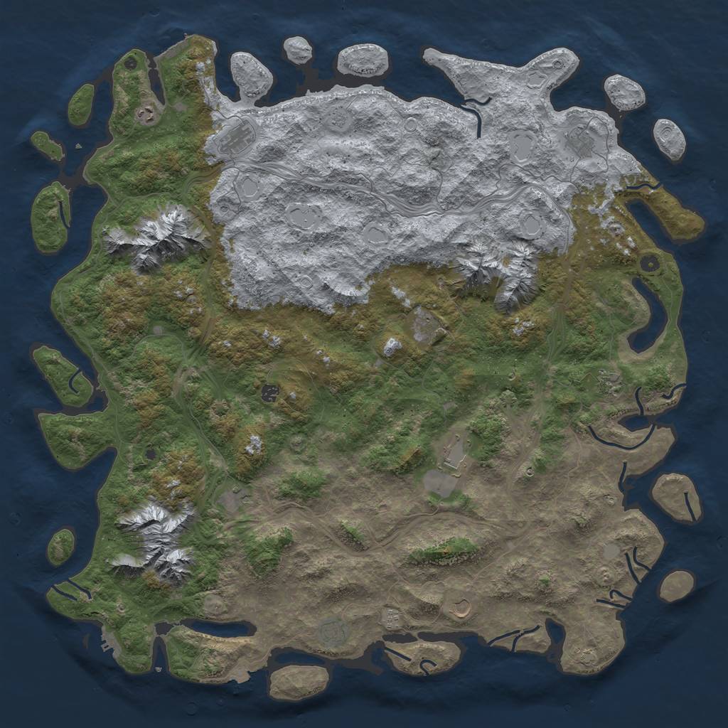 Rust Map: Procedural Map, Size: 6000, Seed: 1628, 19 Monuments