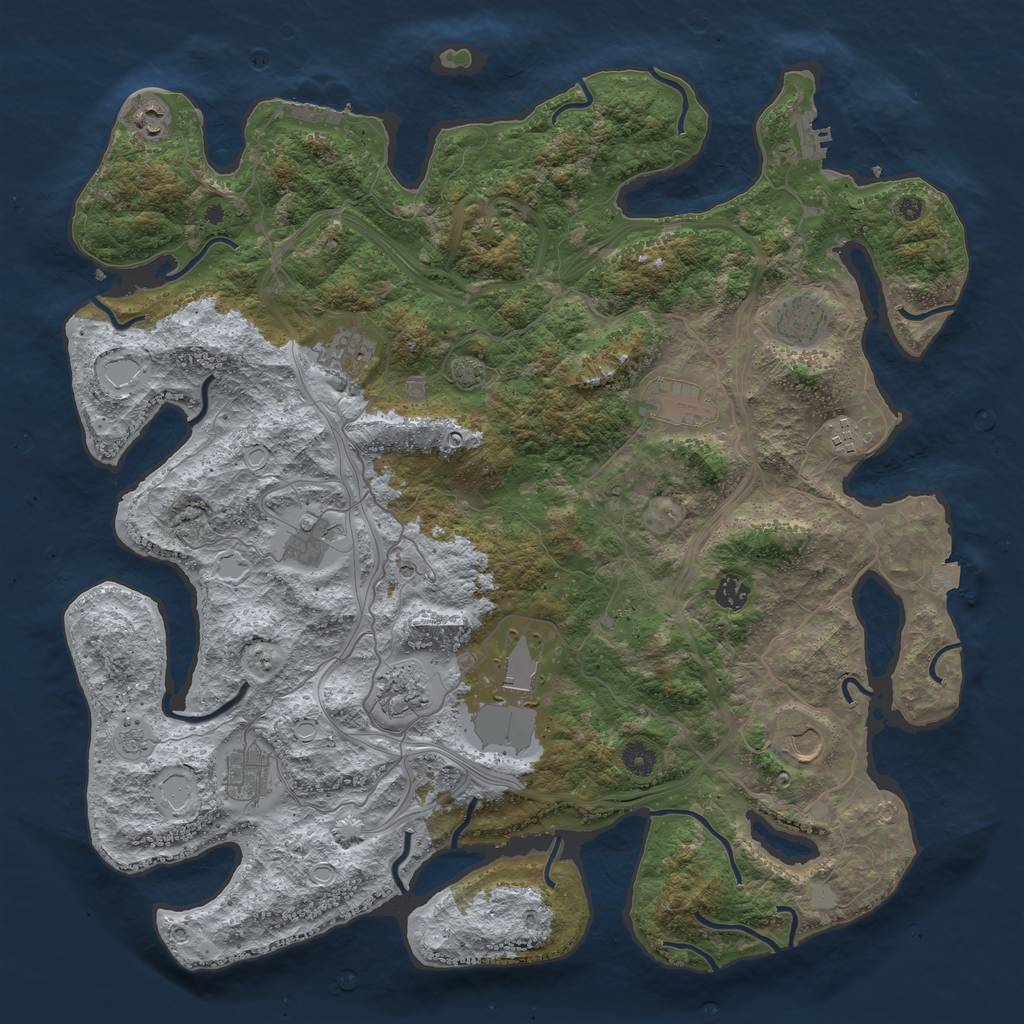 Rust Map: Procedural Map, Size: 4500, Seed: 1210322577, 19 Monuments