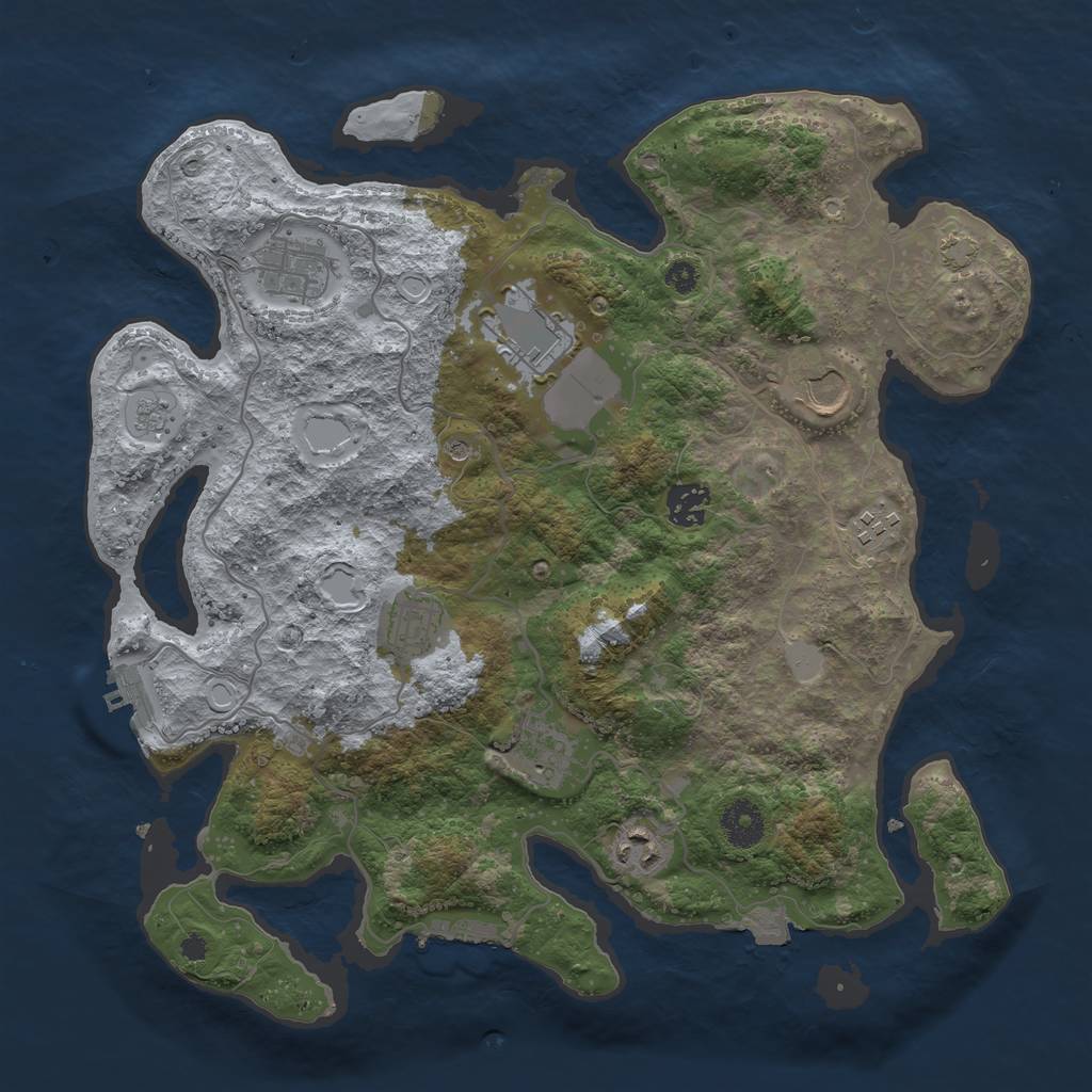 Rust Map: Procedural Map, Size: 3600, Seed: 10201, 16 Monuments