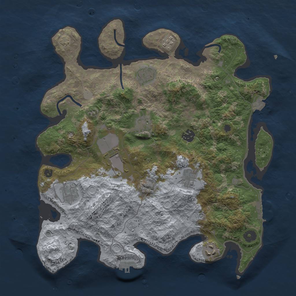 Rust Map: Procedural Map, Size: 3600, Seed: 20201, 16 Monuments