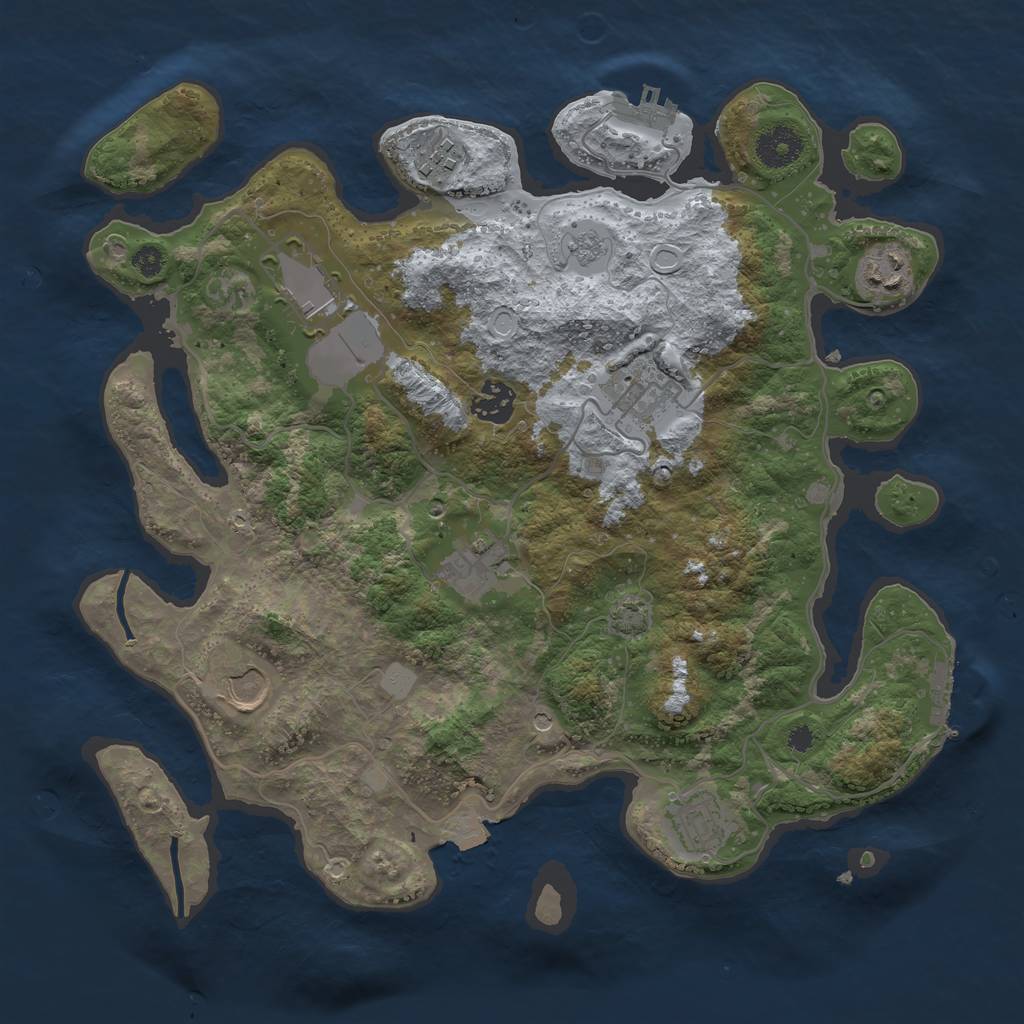 Rust Map: Procedural Map, Size: 3500, Seed: 731618545, 16 Monuments