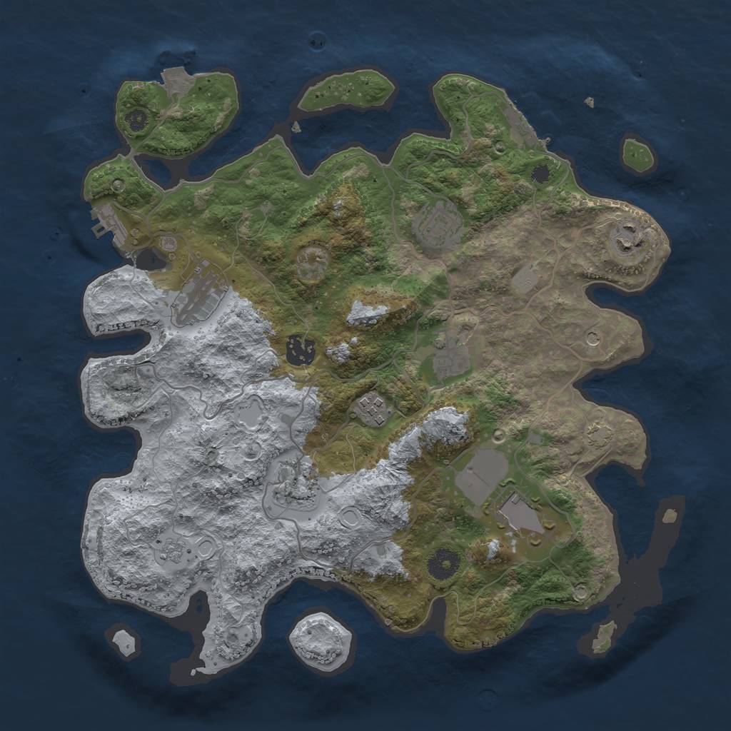 Rust Map: Procedural Map, Size: 3500, Seed: 1832455, 16 Monuments