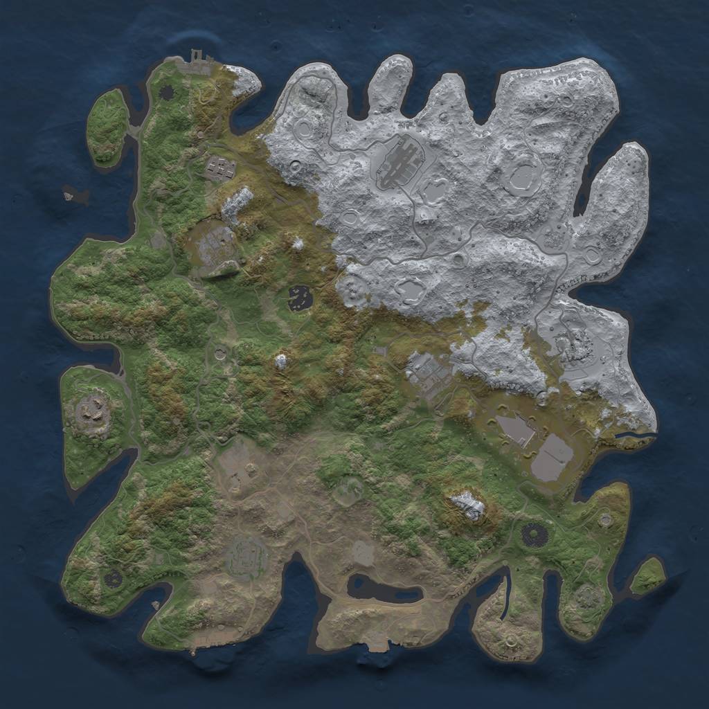 Rust Map: Procedural Map, Size: 4050, Seed: 941431924, 18 Monuments