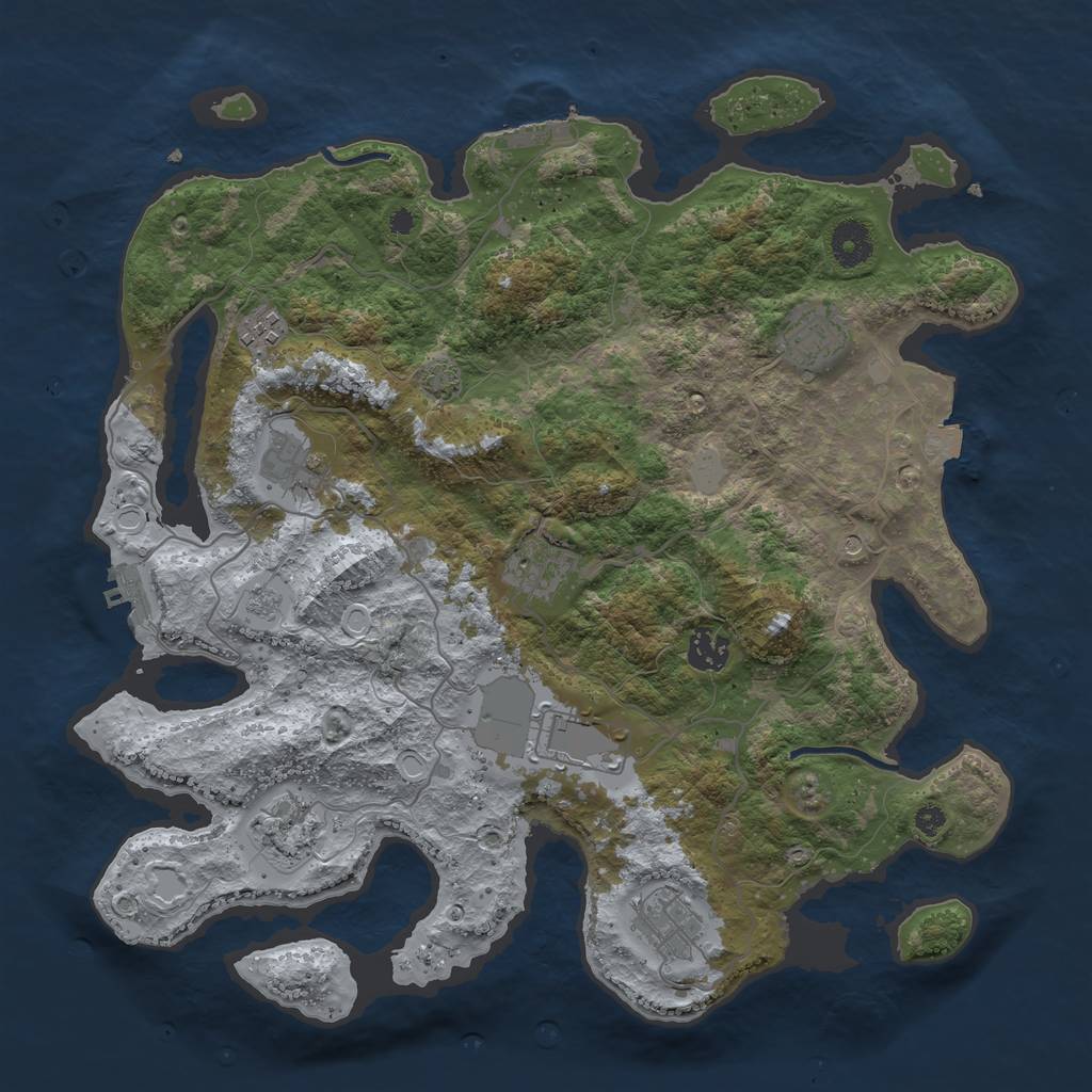 Rust Map: Procedural Map, Size: 3750, Seed: 162152143, 16 Monuments
