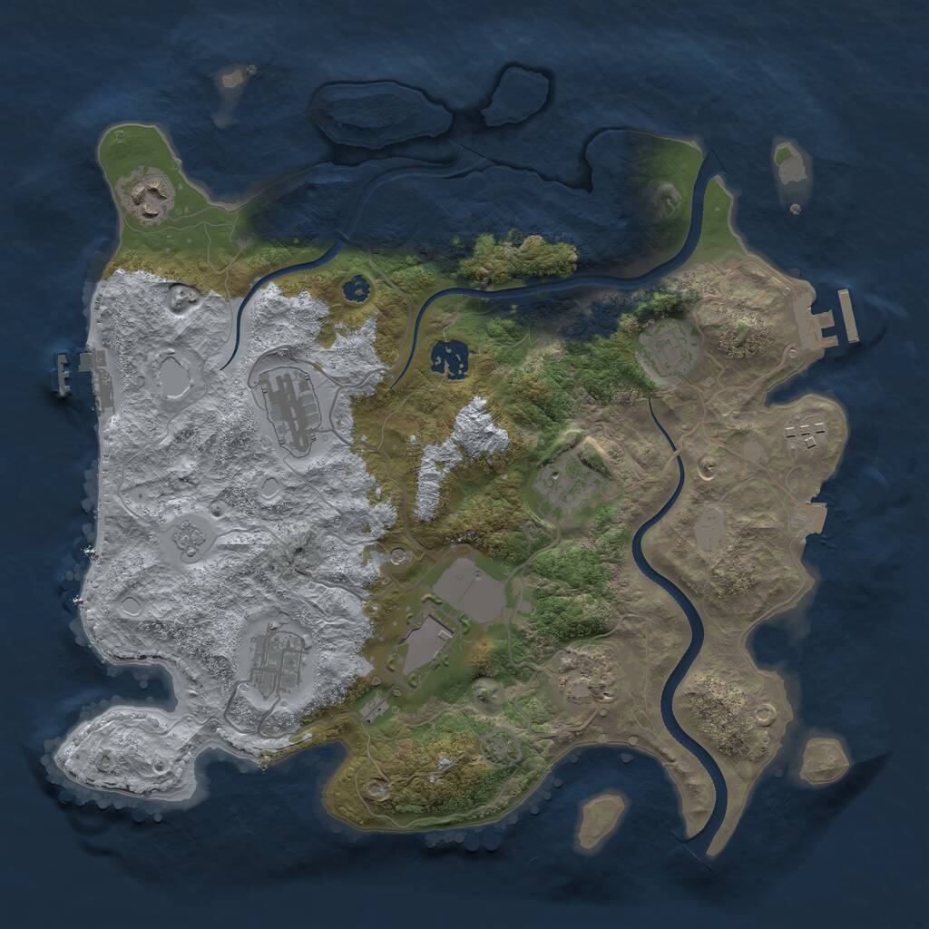 Rust Map: Procedural Map, Size: 3500, Seed: 1329550526, 15 Monuments