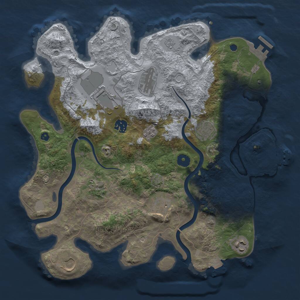Rust Map: Procedural Map, Size: 3500, Seed: 1890162228, 15 Monuments