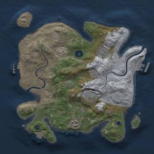 Thumbnail Rust Map: Procedural Map, Size: 3000, Seed: 1362267736, 10 Monuments