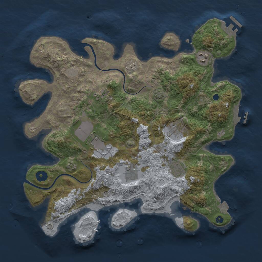 Rust Map: Procedural Map, Size: 3500, Seed: 130178024, 12 Monuments