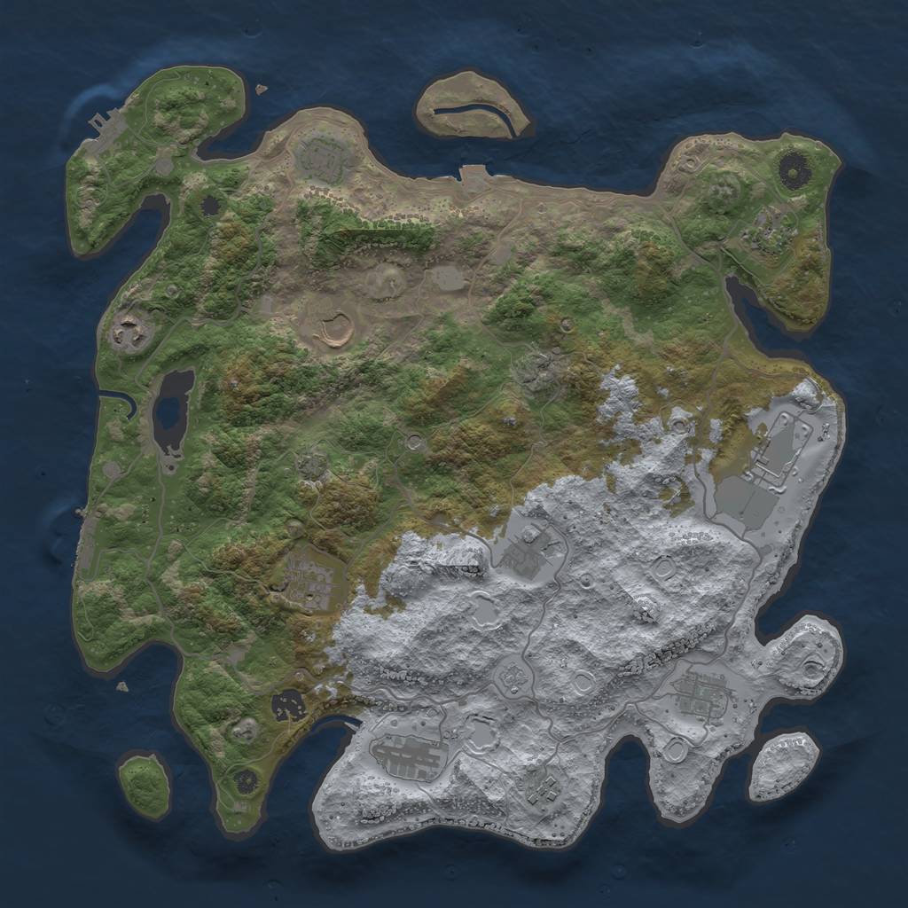 Rust Map: Procedural Map, Size: 4000, Seed: 648280, 19 Monuments