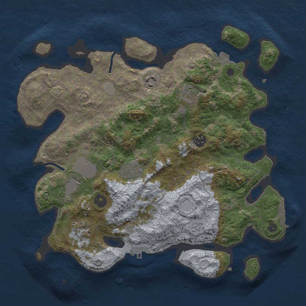 Rust Map: Procedural Map, Size: 3500, Seed: 177393952, 14 Monuments