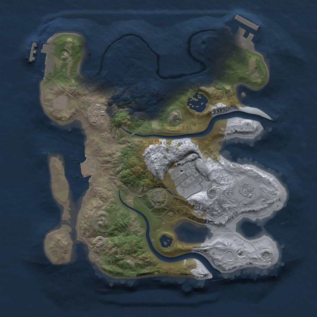 Rust Map: Procedural Map, Size: 2500, Seed: 172222396, 8 Monuments