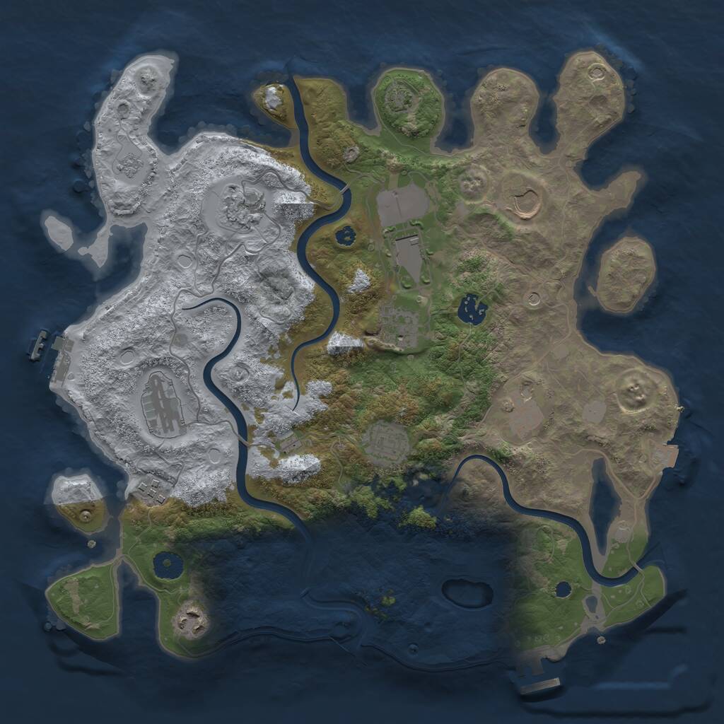Rust Map: Procedural Map, Size: 3700, Seed: 1186159192, 16 Monuments