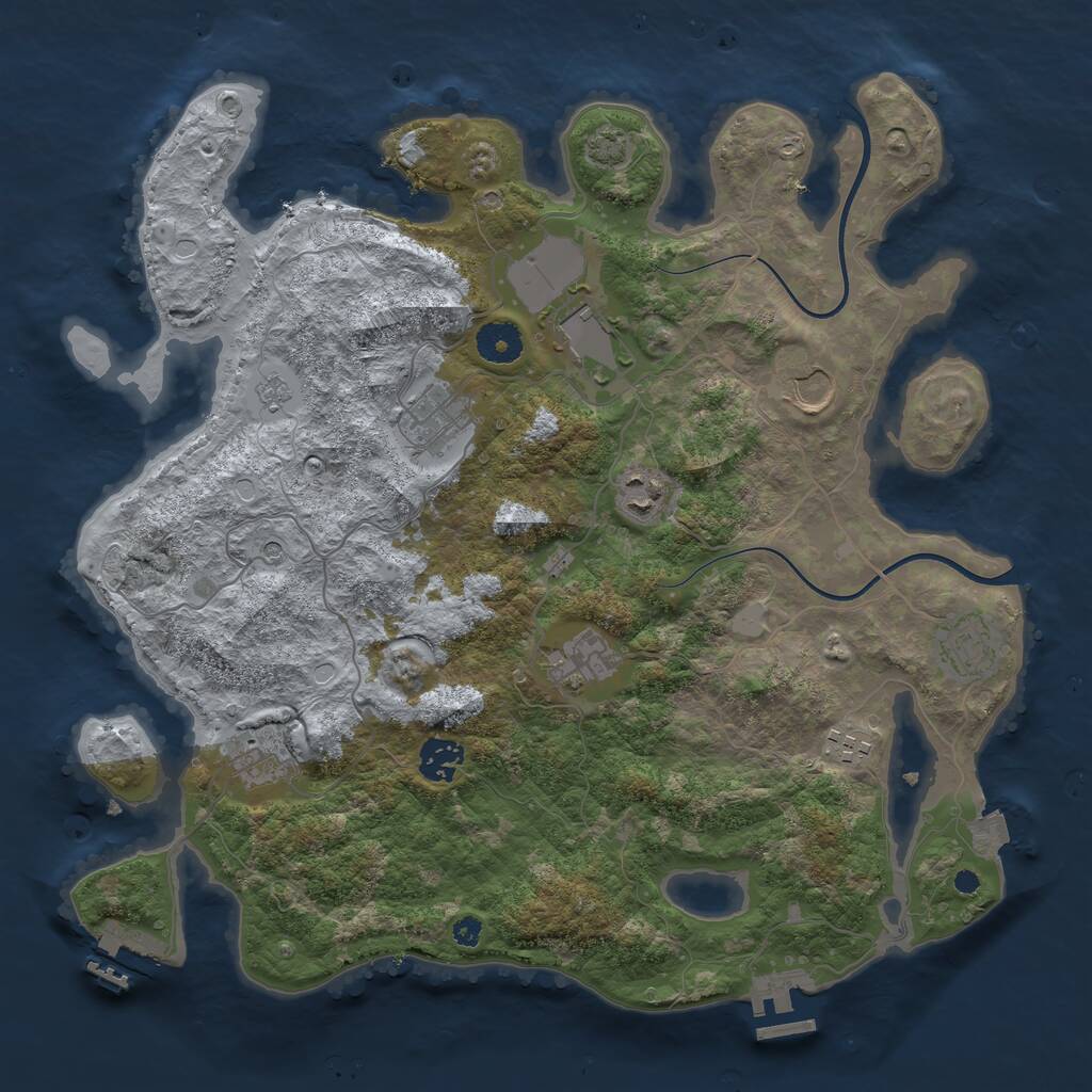 Rust Map: Procedural Map, Size: 3700, Seed: 1186159192, 15 Monuments