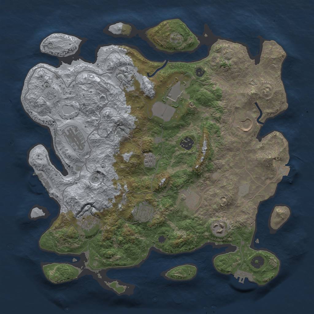 Rust Map: Procedural Map, Size: 3700, Seed: 1384785007, 18 Monuments