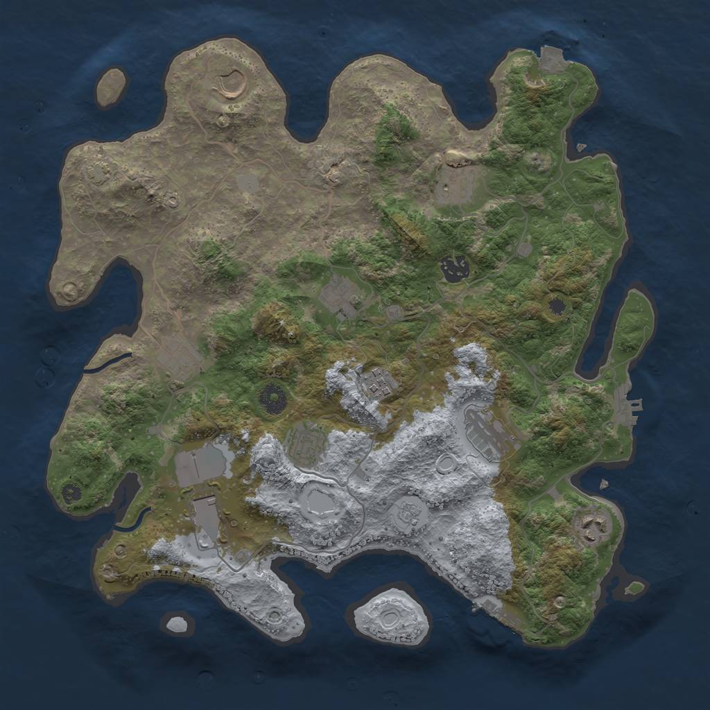 Rust Map: Procedural Map, Size: 3700, Seed: 1374170853, 17 Monuments