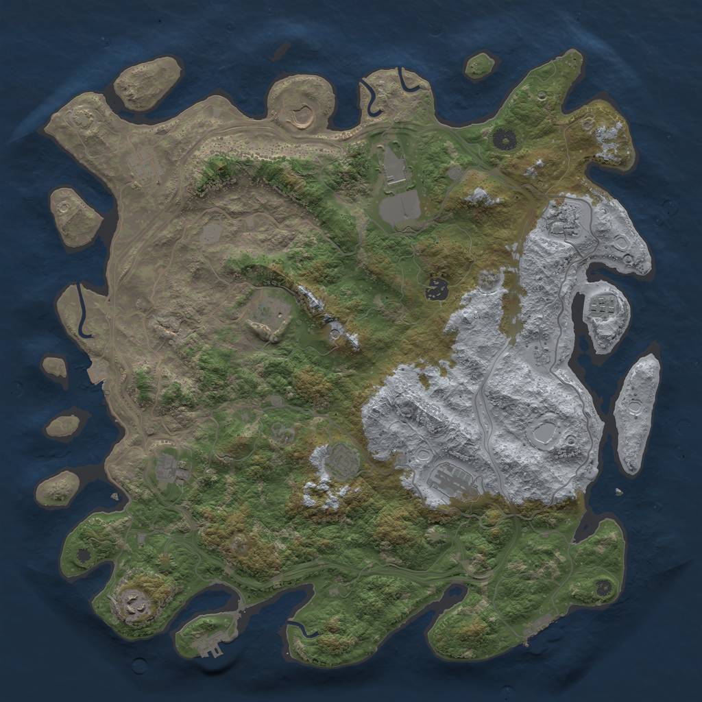 Rust Map: Procedural Map, Size: 4500, Seed: 1864606541, 19 Monuments