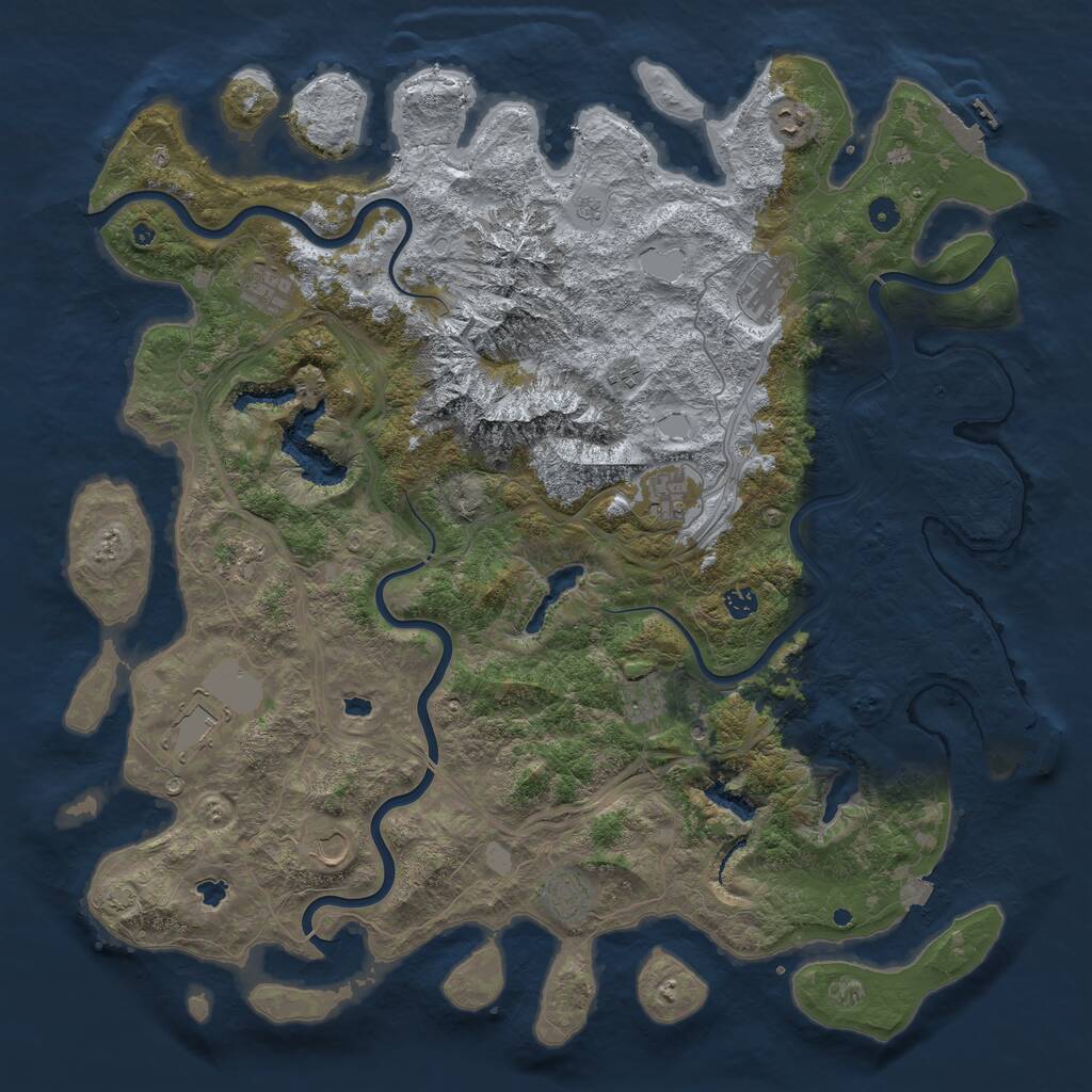 Rust Map: Procedural Map, Size: 5000, Seed: 1915775770, 17 Monuments