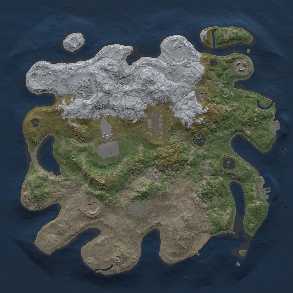 Rust Map: Procedural Map, Size: 3500, Seed: 1183102917, 16 Monuments