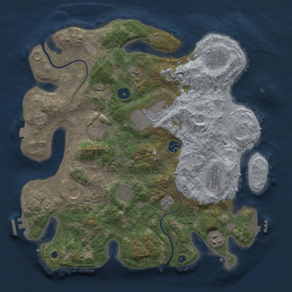 Rust Map: Procedural Map, Size: 3700, Seed: 70169298, 16 Monuments