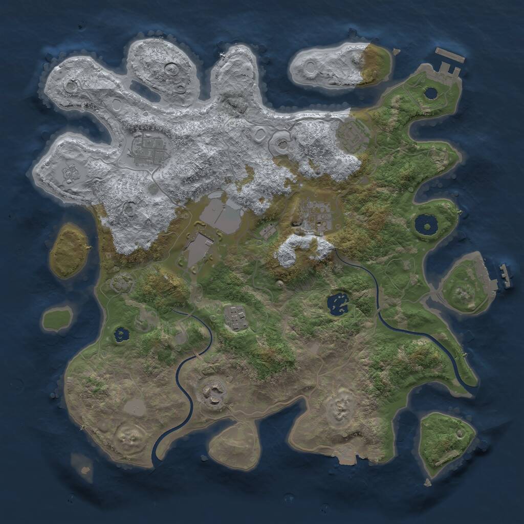 Rust Map: Procedural Map, Size: 3500, Seed: 56357412, 13 Monuments