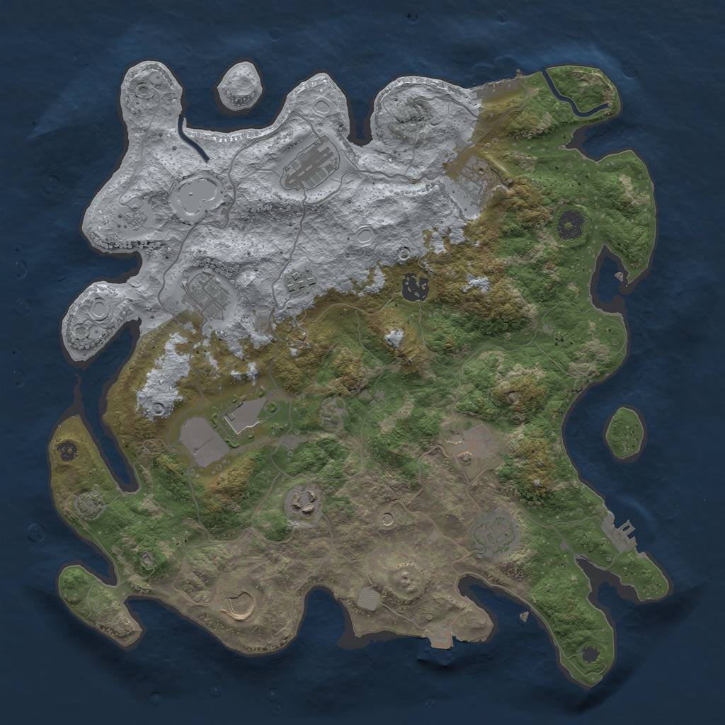 Rust Map: Procedural Map, Size: 3800, Seed: 921986452, 18 Monuments