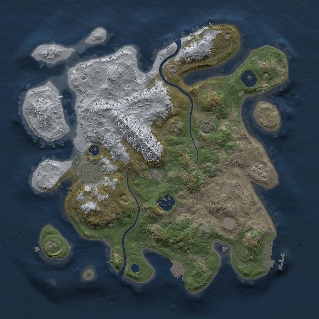 Rust Map: Procedural Map, Size: 3000, Seed: 539896549, 7 Monuments