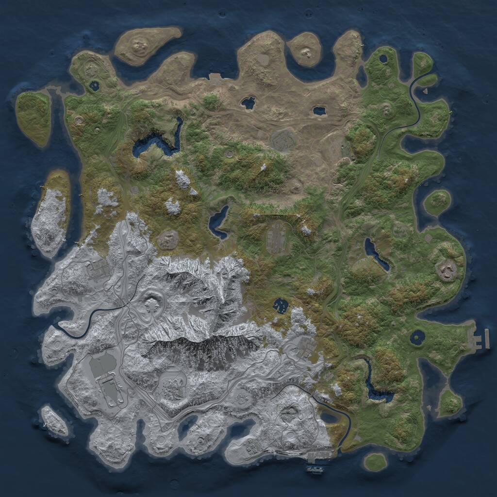 Rust Map: Procedural Map, Size: 5000, Seed: 1063812570, 16 Monuments