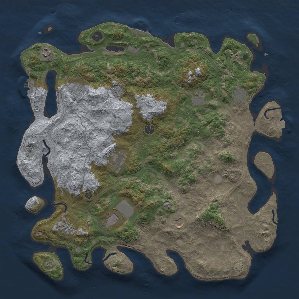 Rust Map: Procedural Map, Size: 4500, Seed: 76842414, 18 Monuments