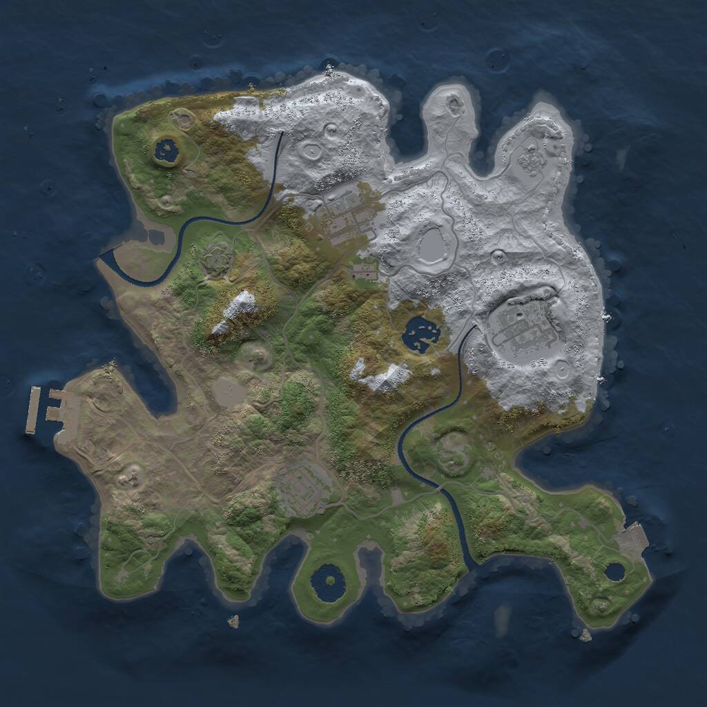 Rust Map: Procedural Map, Size: 3000, Seed: 1540573336, 8 Monuments