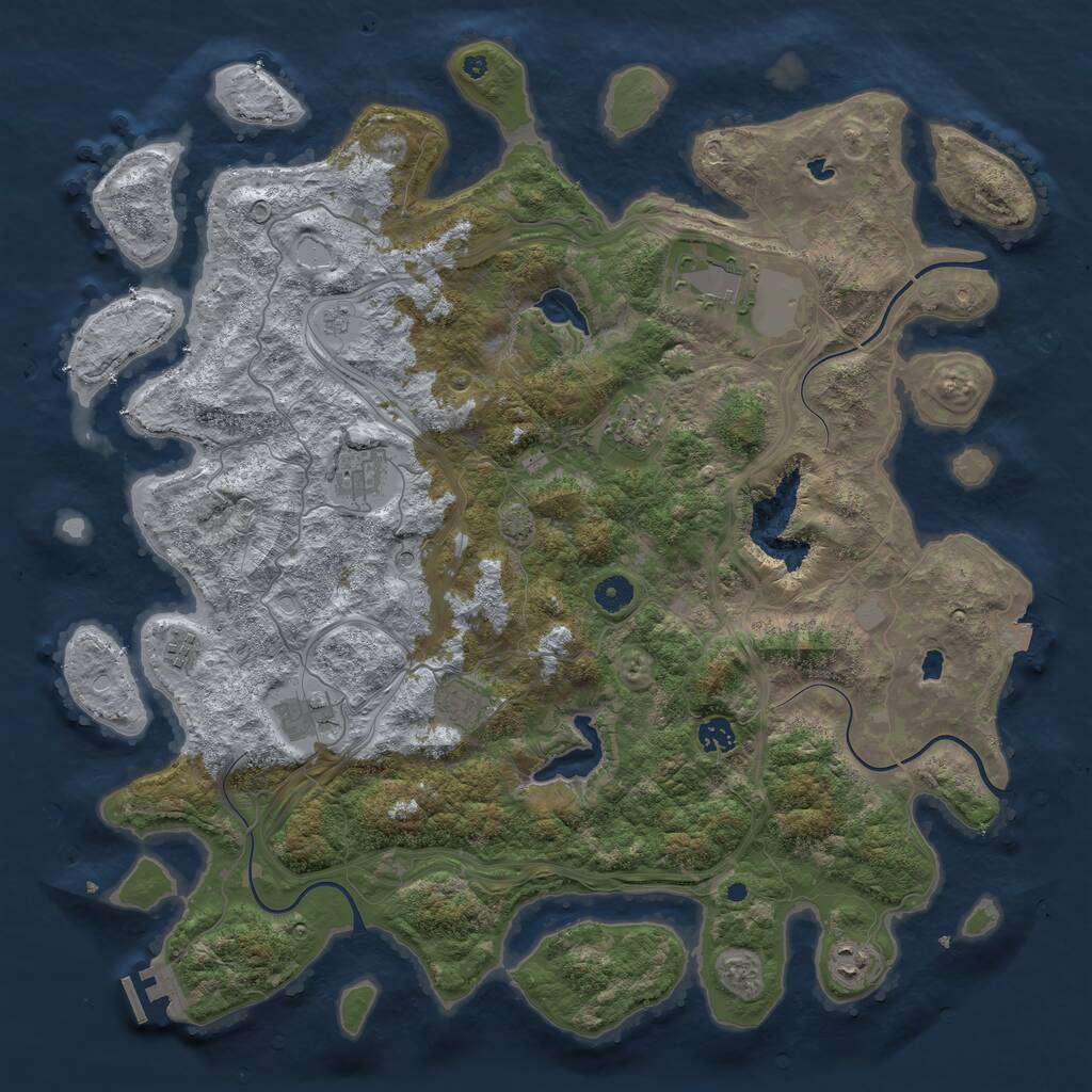 Rust Map: Procedural Map, Size: 4500, Seed: 927009173, 13 Monuments