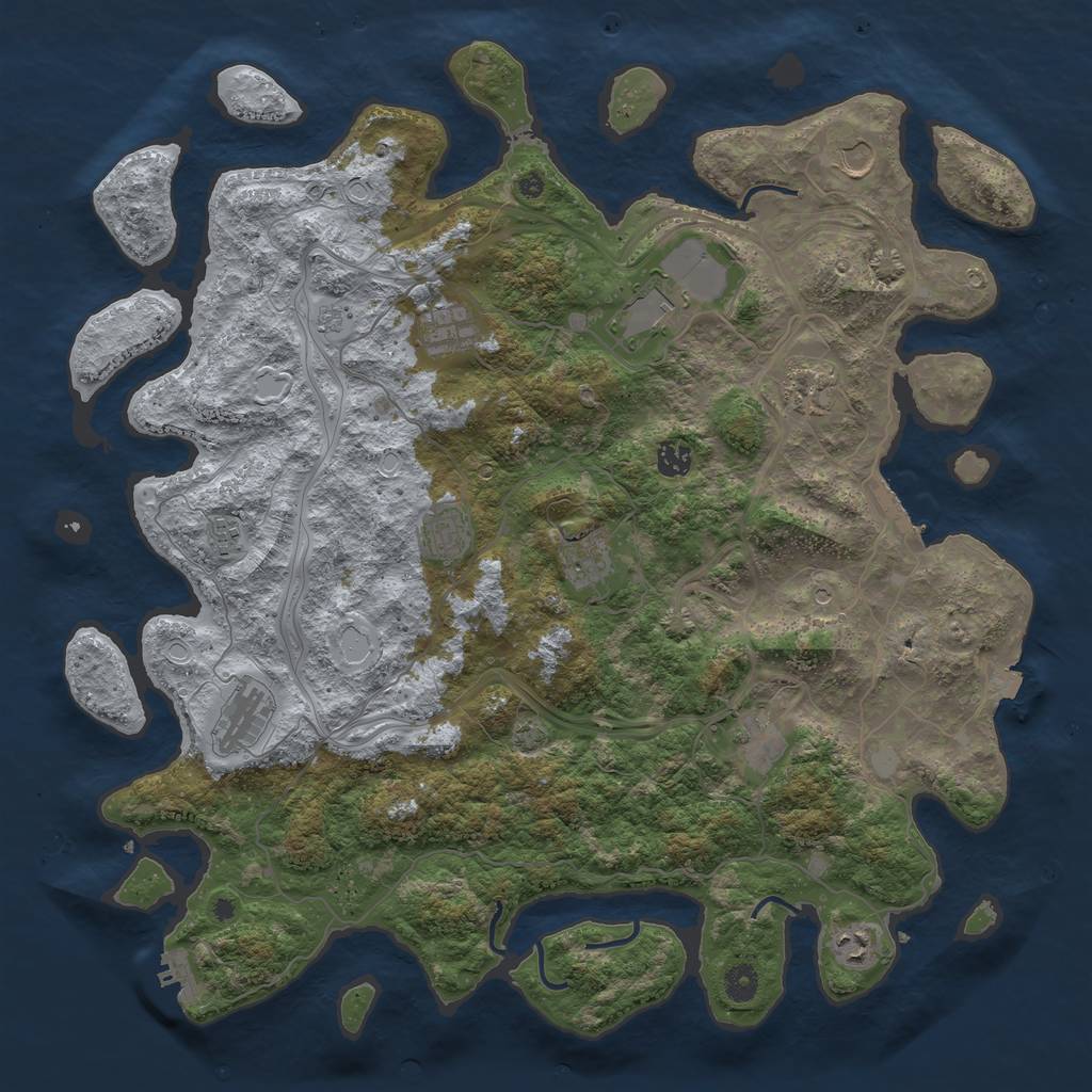 Rust Map: Procedural Map, Size: 4500, Seed: 927009173, 19 Monuments