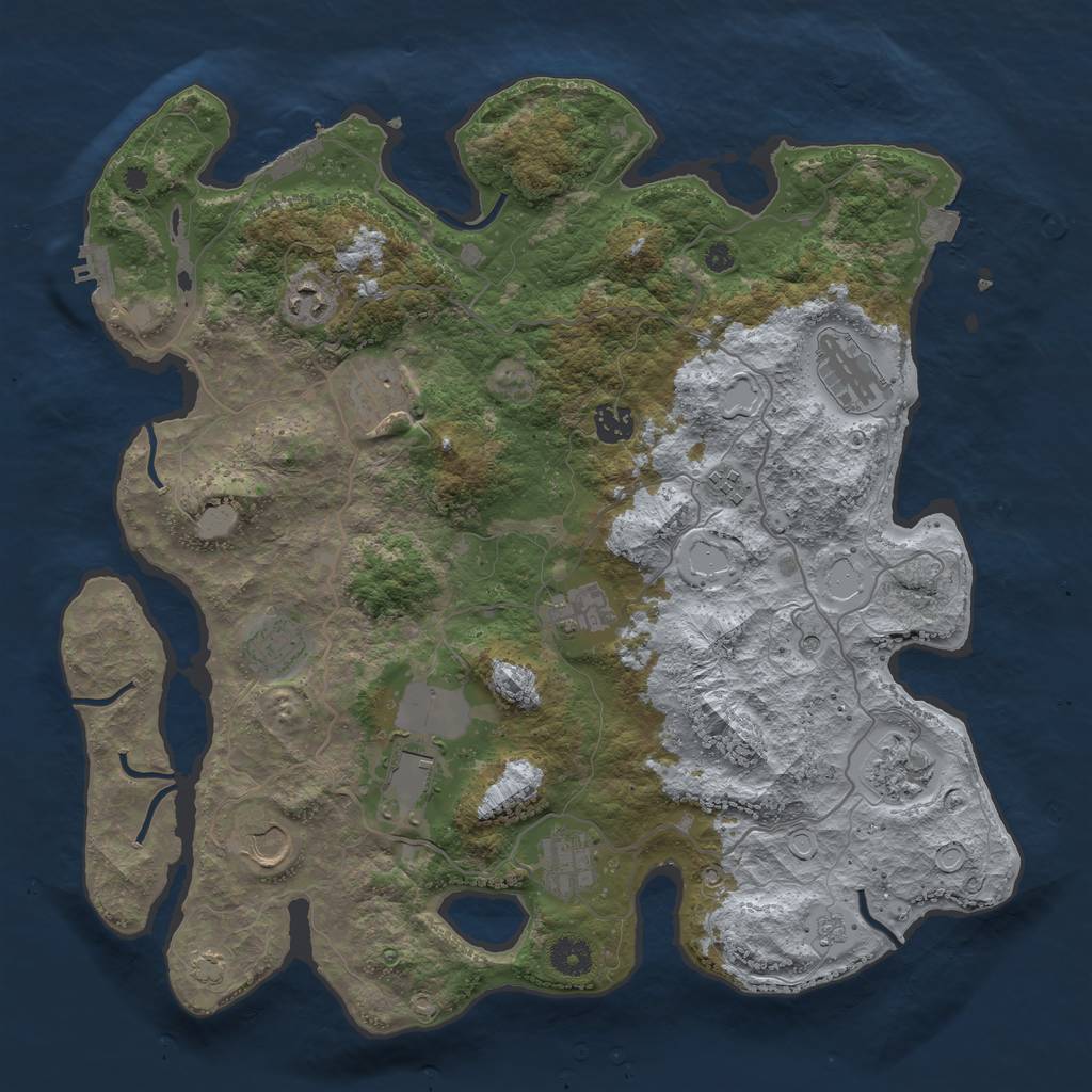Rust Map: Procedural Map, Size: 4000, Seed: 49337, 19 Monuments